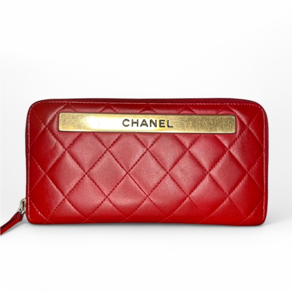 CHANEL Handbags - Chanel Red Quilted Leather Wallet